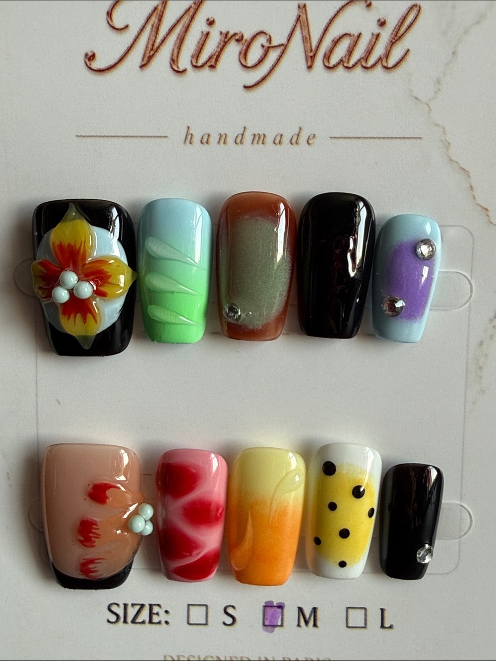 Handmade Mixed Color Press-On Nail Set